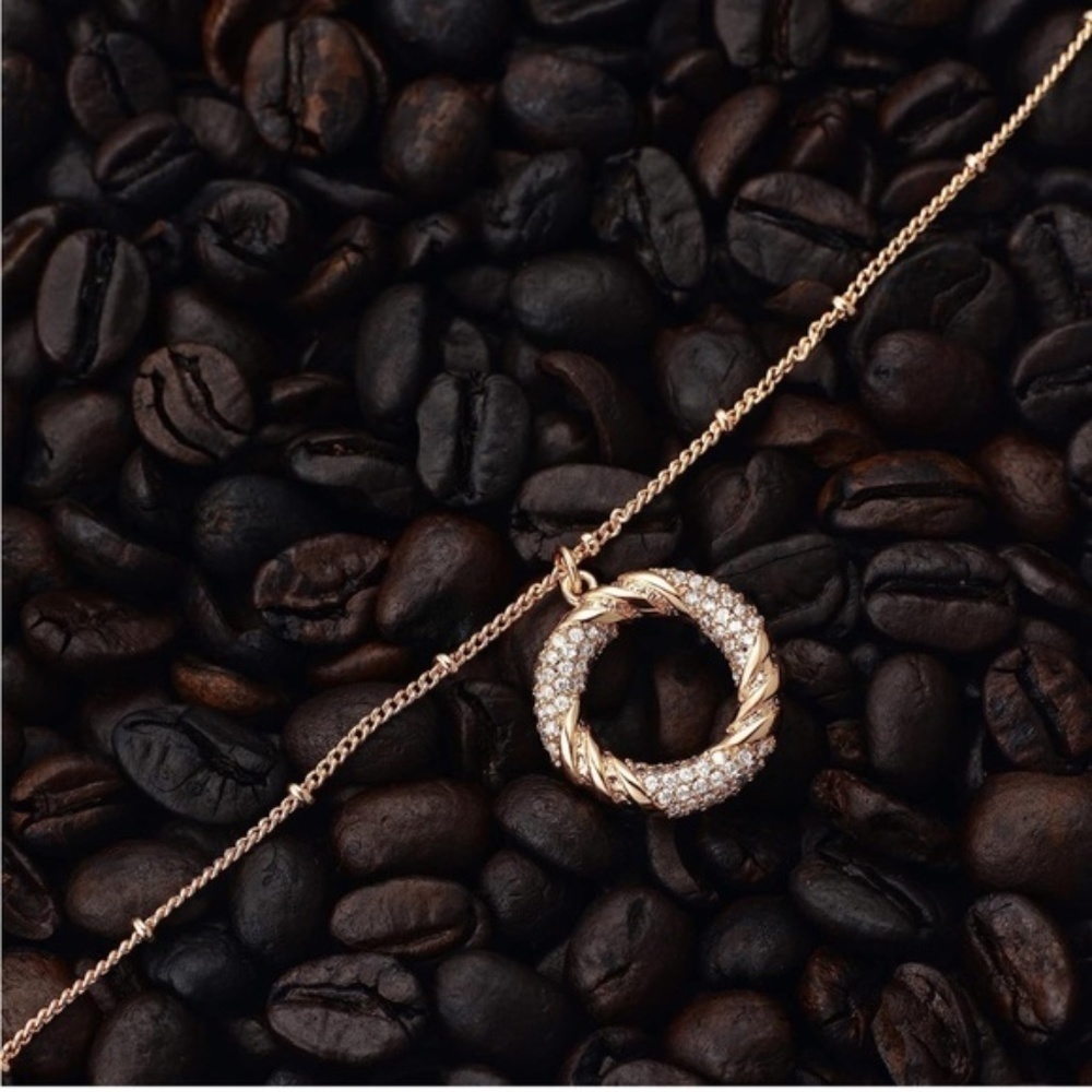 Gold 14k Gold Plated Cubic Zirconia Circle Pendant Necklace - Picture 2 of 4